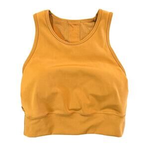 Lululemon High Neck Long Line Sports Bra, Mustard Yellow, Women's Size 4